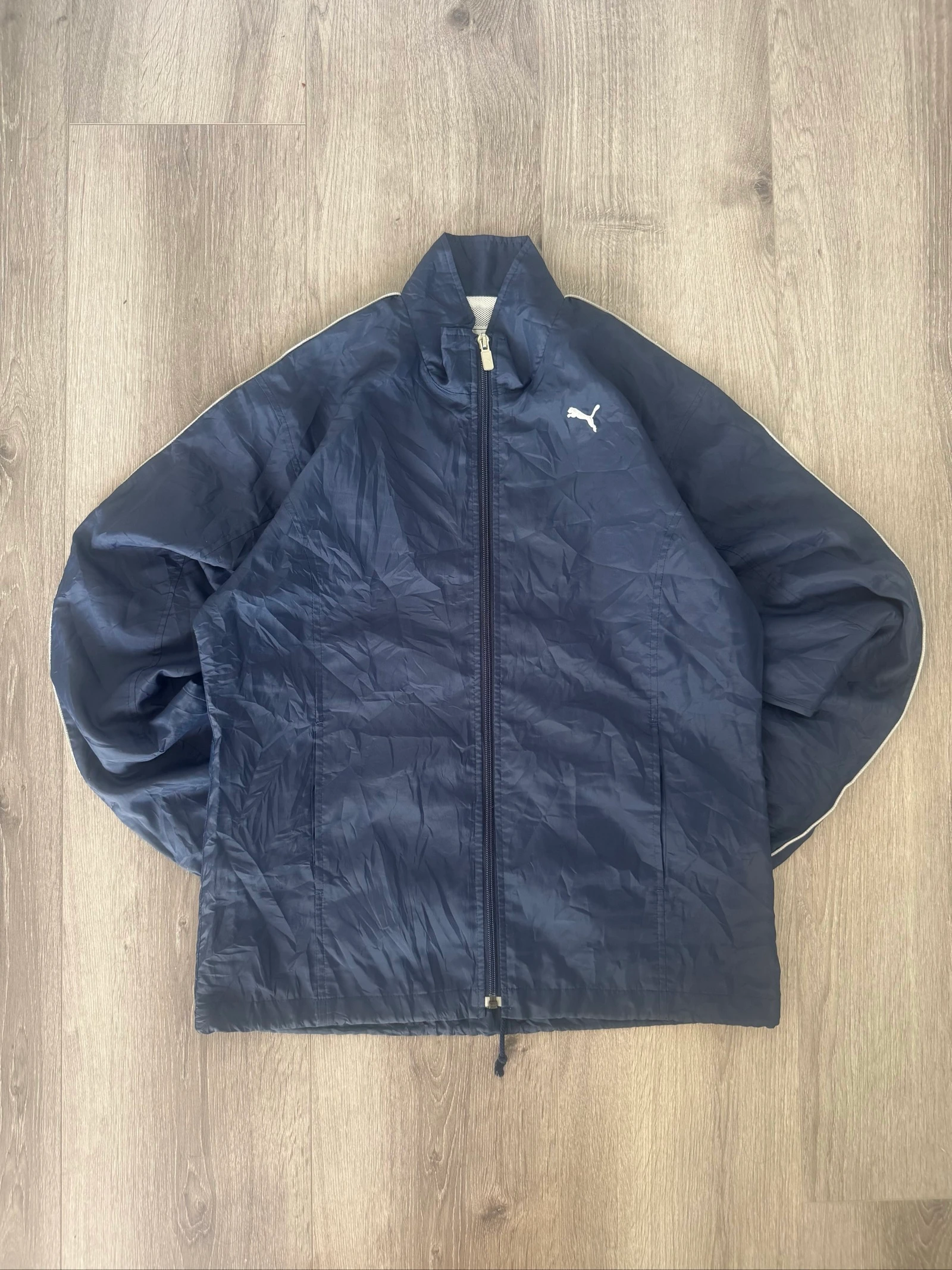 Puma Vintage Windbreaker Jacket Navy Blue Lightweight Full Zip 90s Women M – photo 5